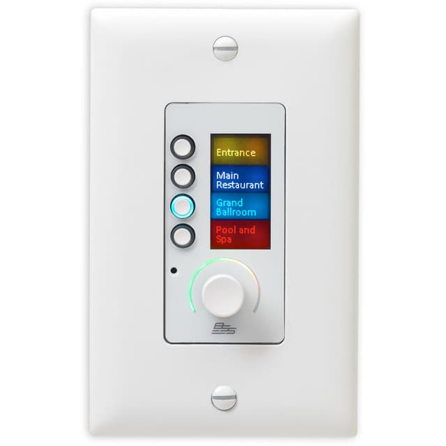 BSS EC-4BV-WHT-US Ethernet Wall Controller with 4 Buttons and Volume White