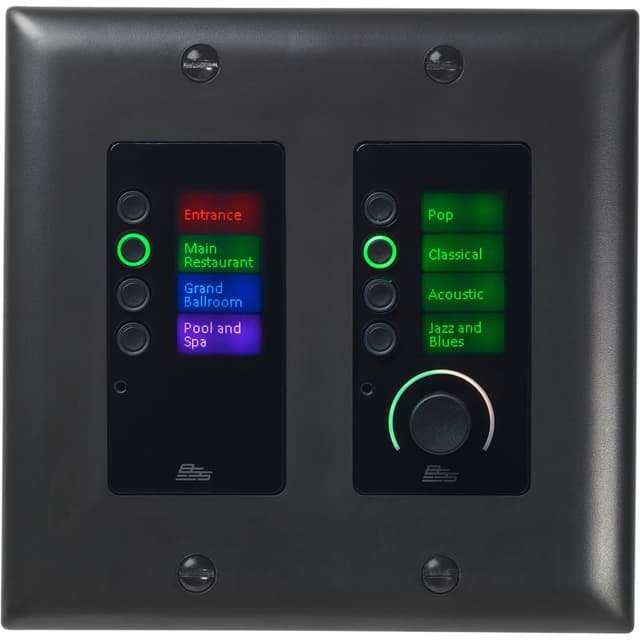 BSS EC-8BV-BLK-US Ethernet Wall Controller with 8 Buttons and Volume Black